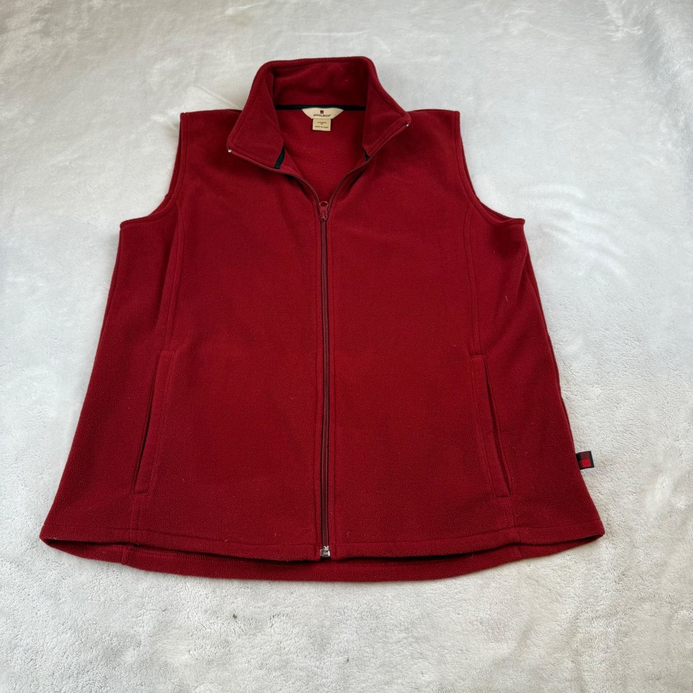 Woolrich Womens Fleece Vest Full Zip Sleeveless Red‎ Outdoor Casual Medium